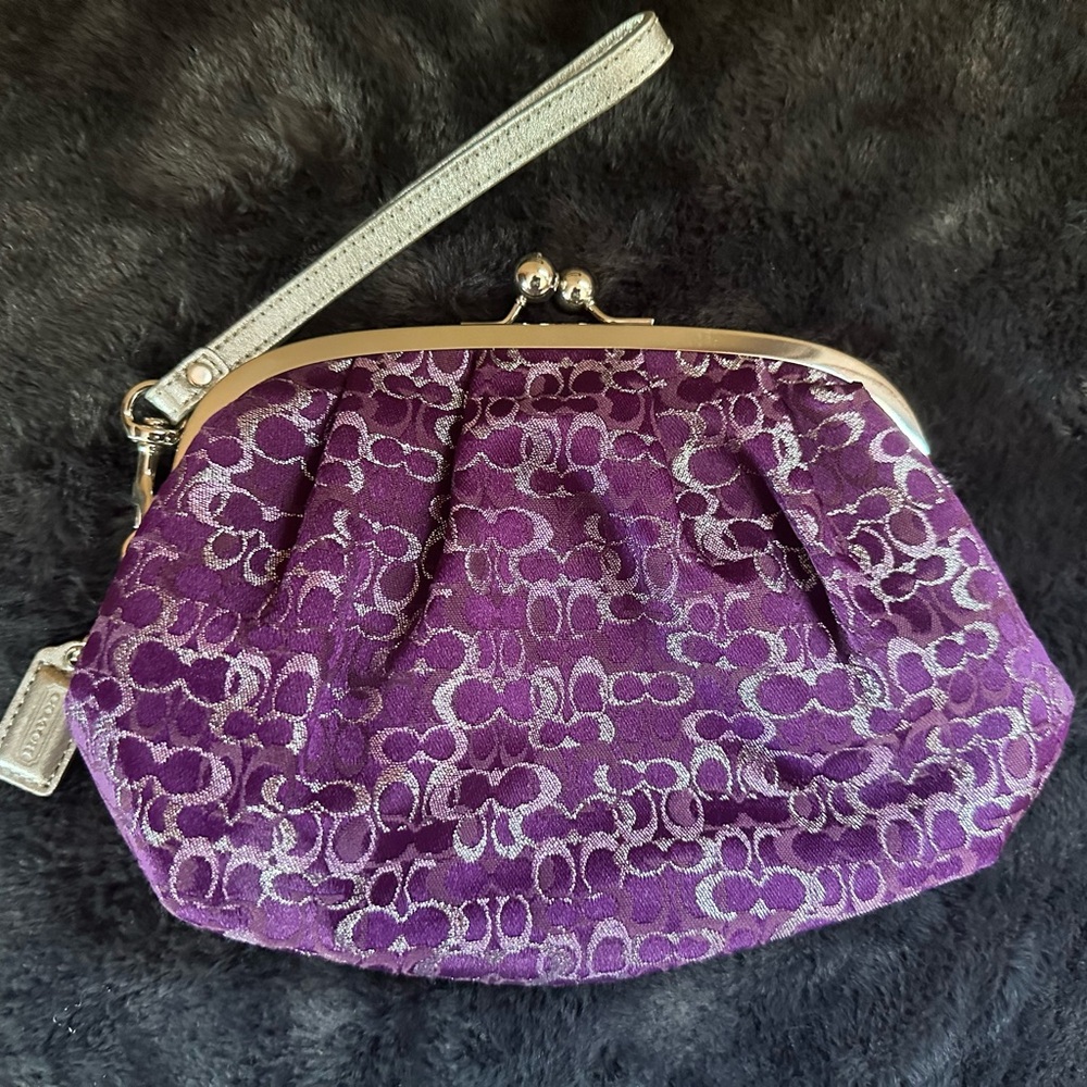Coach Metallic Purple Wristlet Clutch